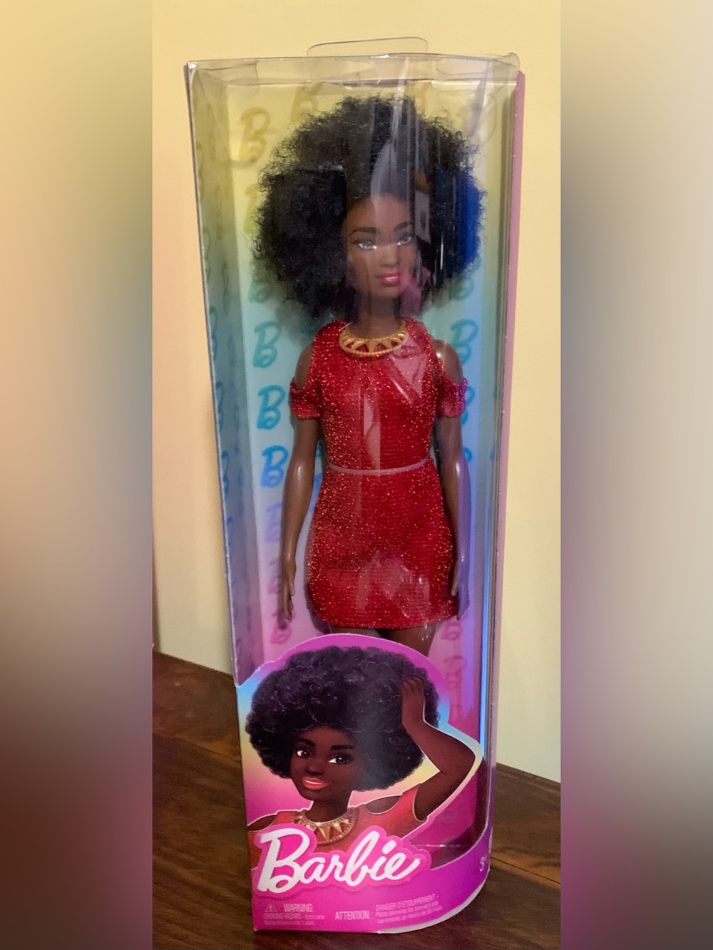 Barbie Fashionista 221 Doll in Sparkling Red Dress Gold Choker NIB NRFB